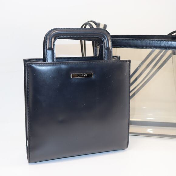 Vintage Gucci Clear PVC Tote with Black Leather Inner Bag Set - Picture 4 of 7